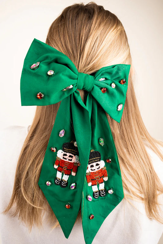 Viola Green Nutcracker Hair Bow Barrette