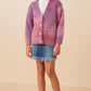 Girls Purple Lurex Mix Statement Button Cropped Cardigan