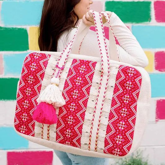 Katydid Magenta Zig Zagged Oversized Weekender Bag