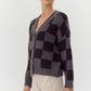 Womens Jodifl Charcoal Checkered Knit Cardigan