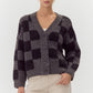 Womens Jodifl Charcoal Checkered Knit Cardigan