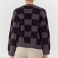 Womens Jodifl Charcoal Checkered Knit Cardigan