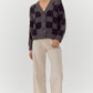 Womens Jodifl Charcoal Checkered Knit Cardigan