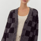 Womens Jodifl Charcoal Checkered Knit Cardigan