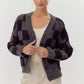 Womens Jodifl Charcoal Checkered Knit Cardigan