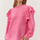 Womens Jodifl Bubble Gum Textured Ruffly Shoulder Top