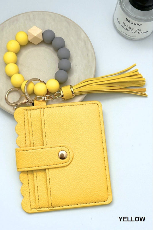 Zenana Yellow Beaded Bracelet Keychain Holder Wallet