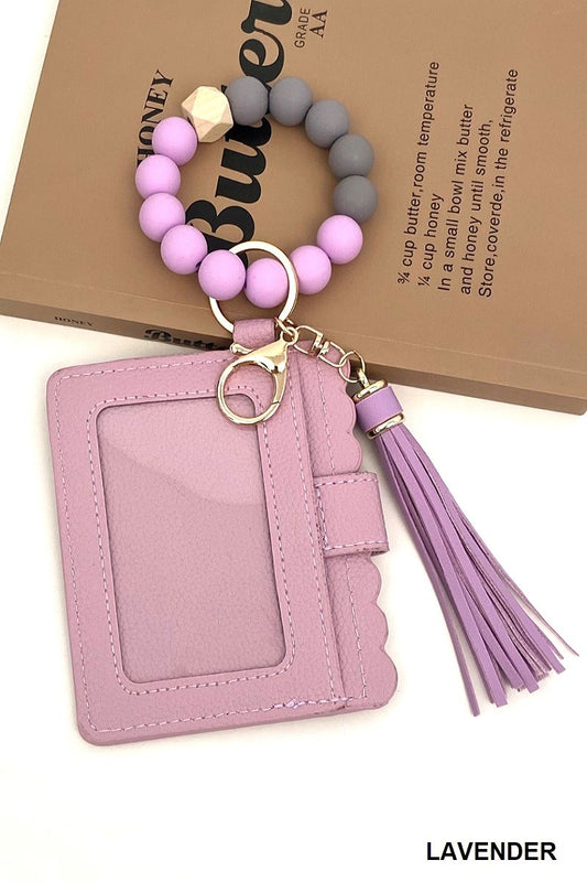 Zenana Lavender Beaded Bracelet Keychain Holder Wallet