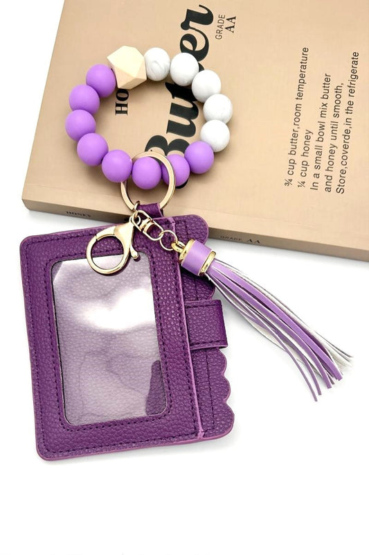 Zenana Purple Beaded Bracelet Keychain Holder Wallet