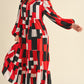 Womens Jodifl Red Abstract Print Midi Dress with Pockets