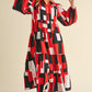 Womens Jodifl Red Abstract Print Midi Dress with Pockets