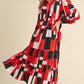 Womens Jodifl Red Abstract Print Midi Dress with Pockets