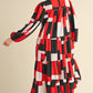 Womens Jodifl Red Abstract Print Midi Dress with Pockets