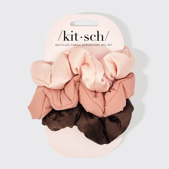Recycled Fabric Cloud Scrunchies 3pc Set - Rosewood