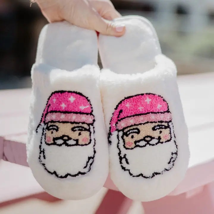 Katydid Pink Santa Face Slippers