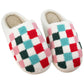 Katydid White Christmas Multicolored Checkered Slippers