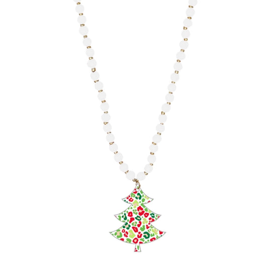 Festive Leopard Tree White Jennifer Necklace