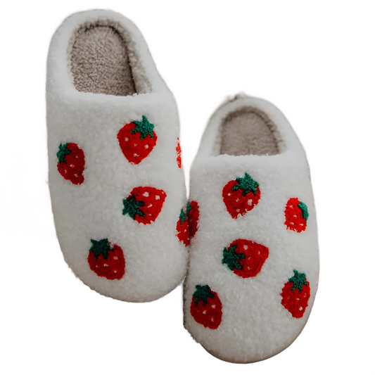 Katydid Strawberry Fuzzy Slippers