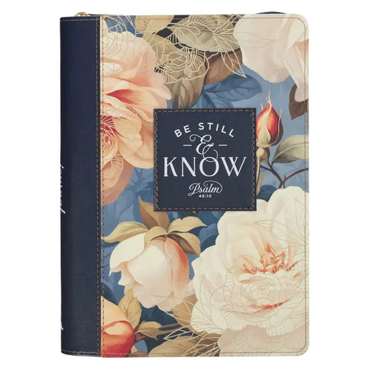 Journal Classic Zip Navy Be Still Ps. 46:10 New