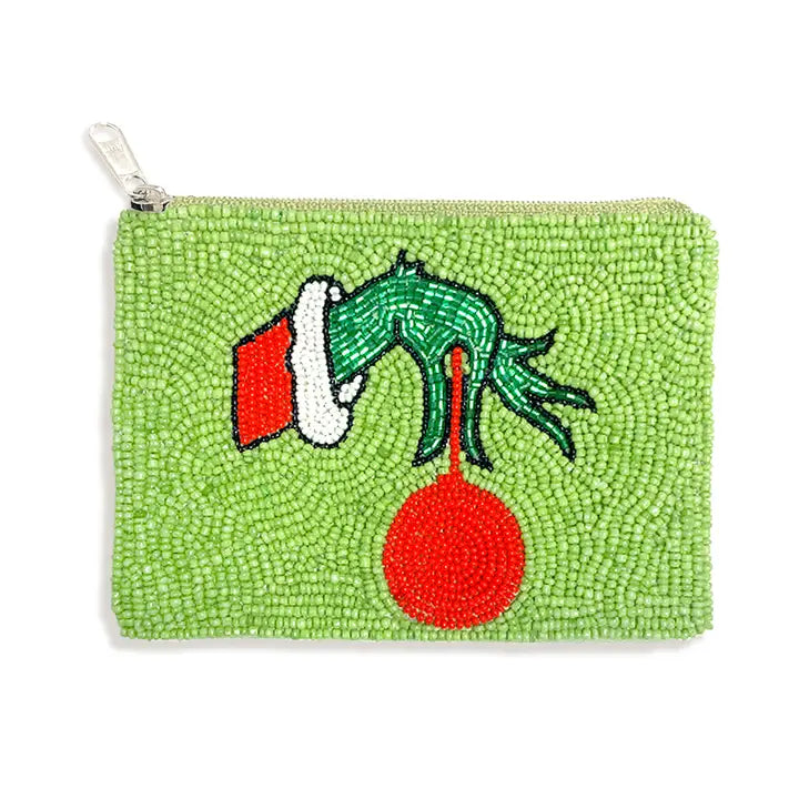 Viv & Lou Grinchmas Beaded Coin Purse