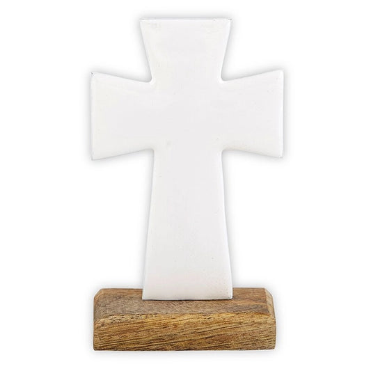 4" Enamel Cross White