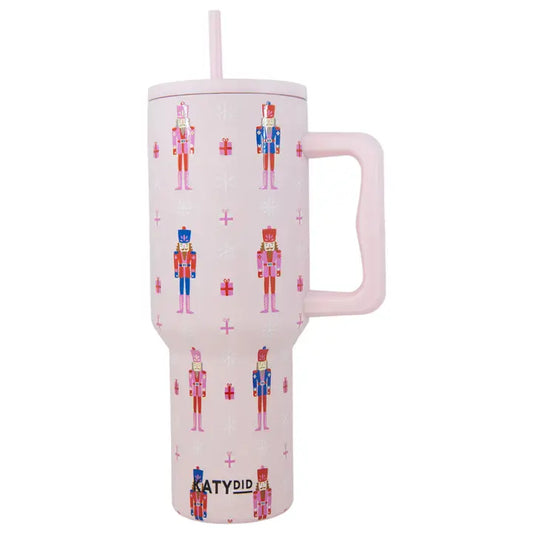 Katydid Light Pink Nutcrackers Christmas Drink Tumbler