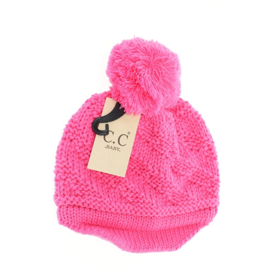 C.C Baby Brim Beanie Hat with Pom New Candy Pink
