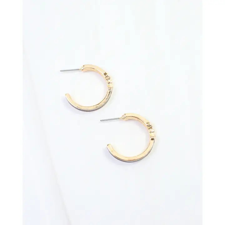 Caroline Hill Kaylen Horsebit Hoop Earring Black