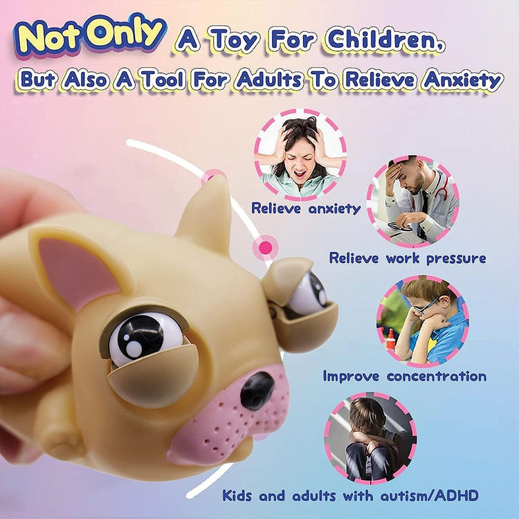 Dog Squeeze Toy with Pop-Out and Open Eyes
