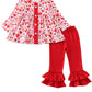 Red Heart Print Valentine’s Day Girl Set