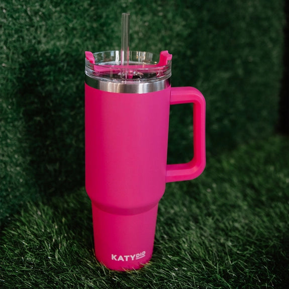 Katydid Hot Pink 40 Oz Tumbler Cup With Handle
