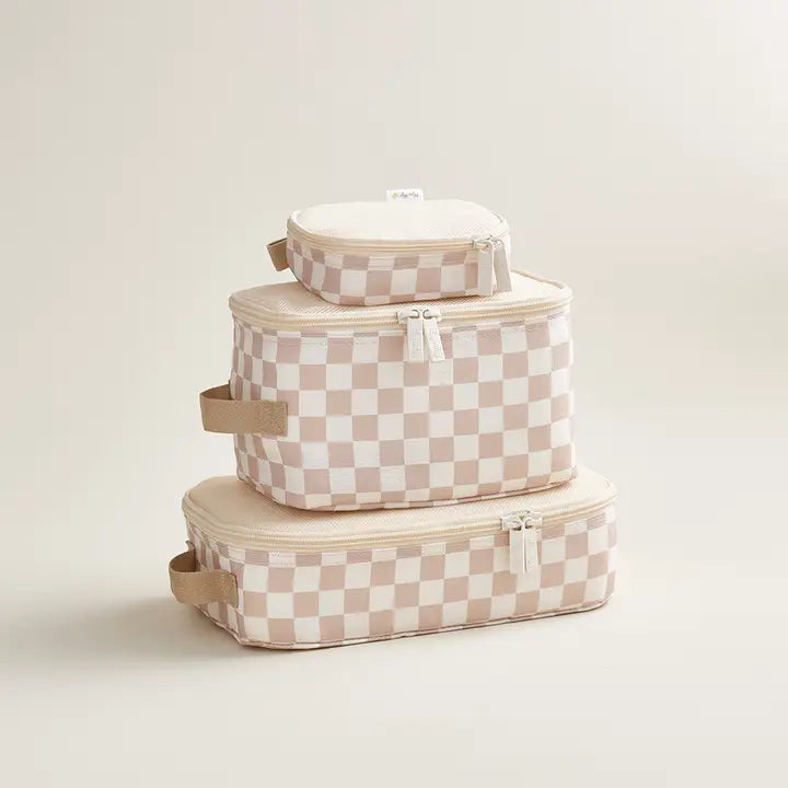 Taupe Checkerboard Pack Like A Boss Packing Cubes
