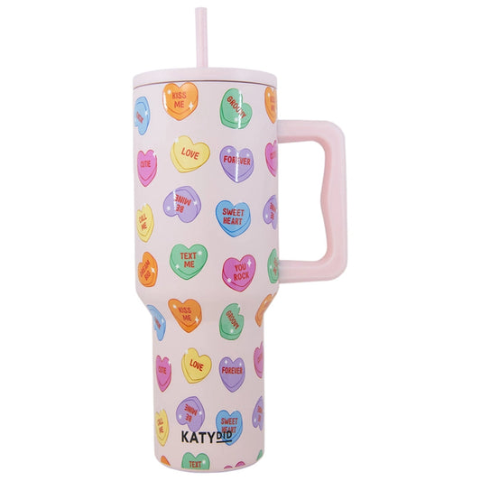 Katydid Candy Heart Valentine's Stainless Steel Tumbler