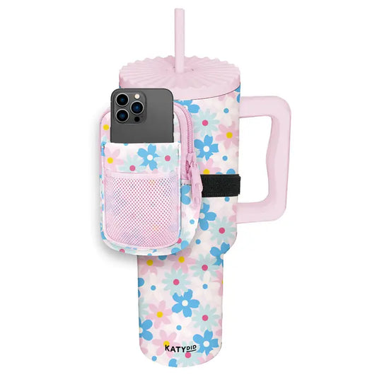 Katydid Light Pink Dainty Florals Pink Tumbler Zipper Pouch