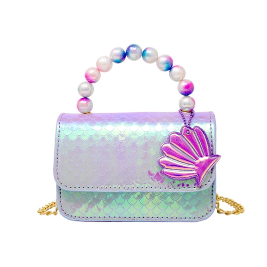 Mermaid Pearl Handle Seashell Bag Purple