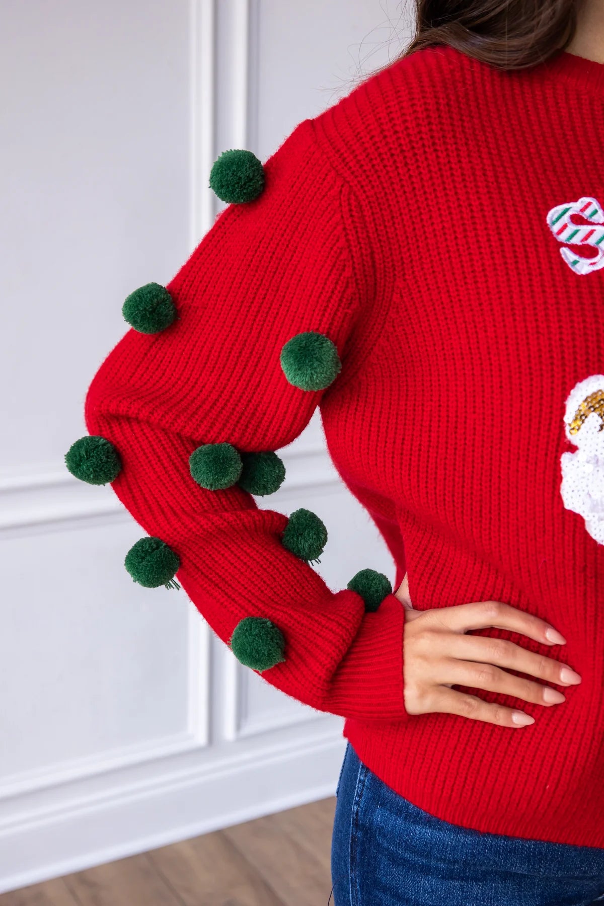 Womens Red Knit Santa's Favorite Sweater