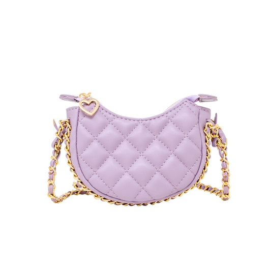 Tiny Quilted Chain Wrapped Hobo Bag Purple