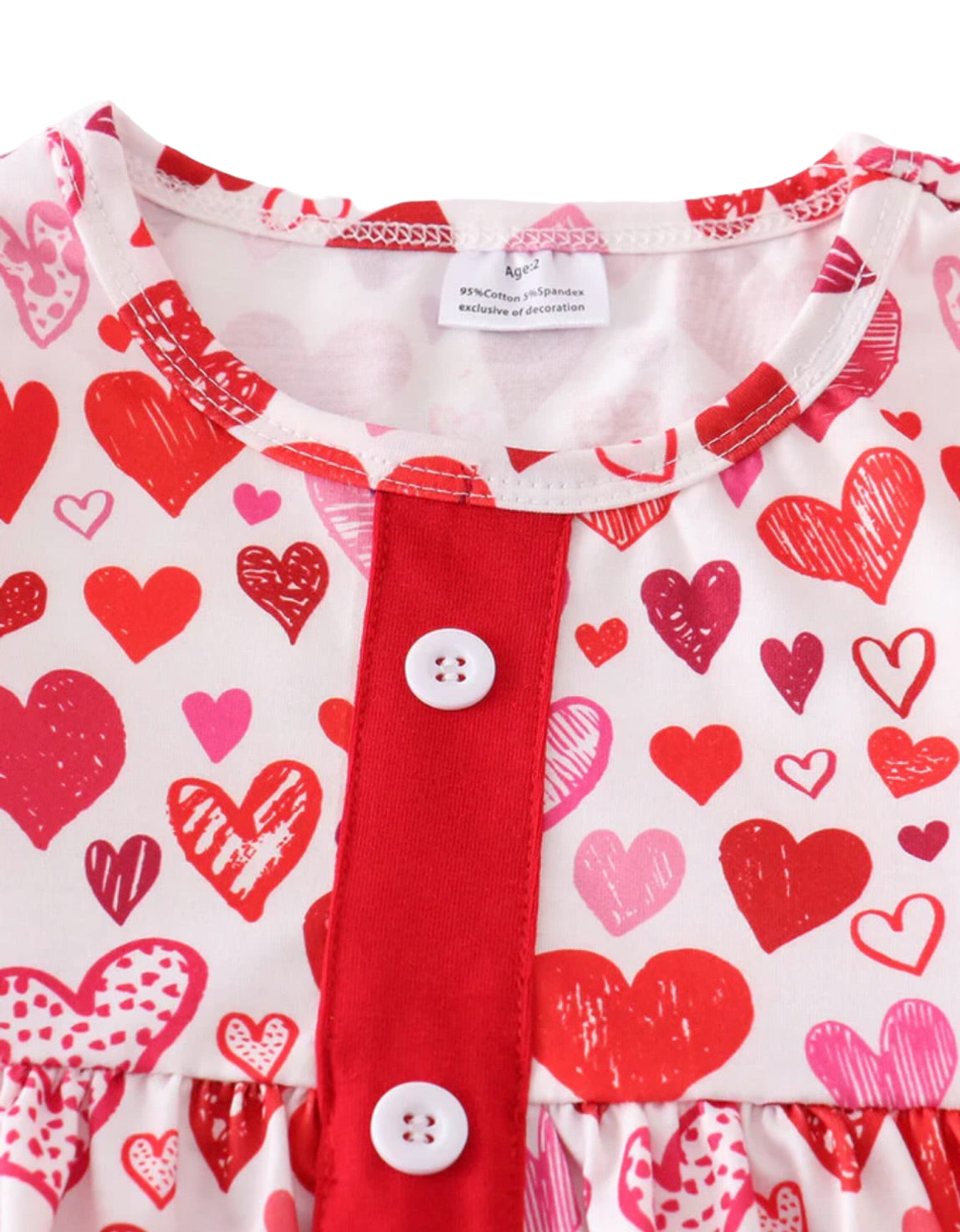 Red Heart Print Valentine’s Day Girl Set