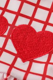 Girls Red Grid Valentine's Day Heart Embroidery Set