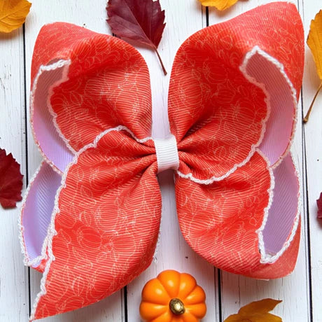 5" Pumpkin Printed Moon Stitch Bow