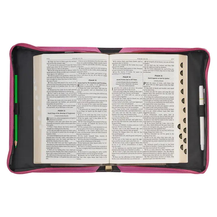 Bible Cover Fashion Pink/Flower Field, Amazing Grace