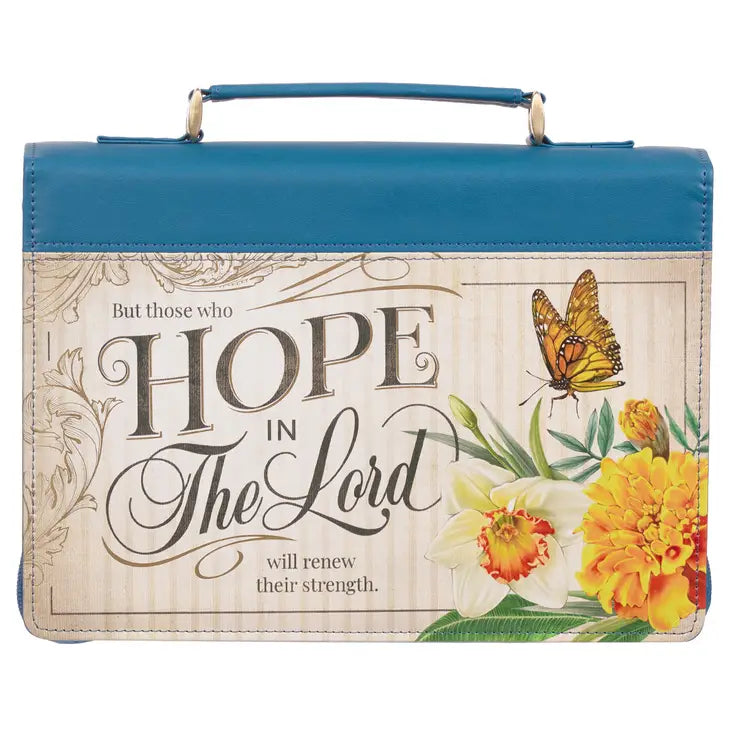 Bible Cover Fashion Deep Ocean Blue Hope In The Lord Floral Isa. 40:31