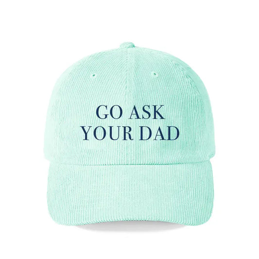 Viv & Lou Go Ask Your Dad Mint Corduroy Cap