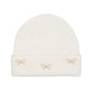 C.C Kids Pearl Bow Embellished Cuff Beanie Ivory