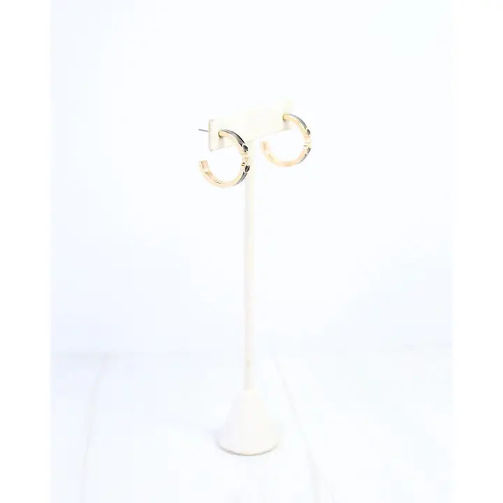 Caroline Hill Kaylen Horsebit Hoop Earring Black