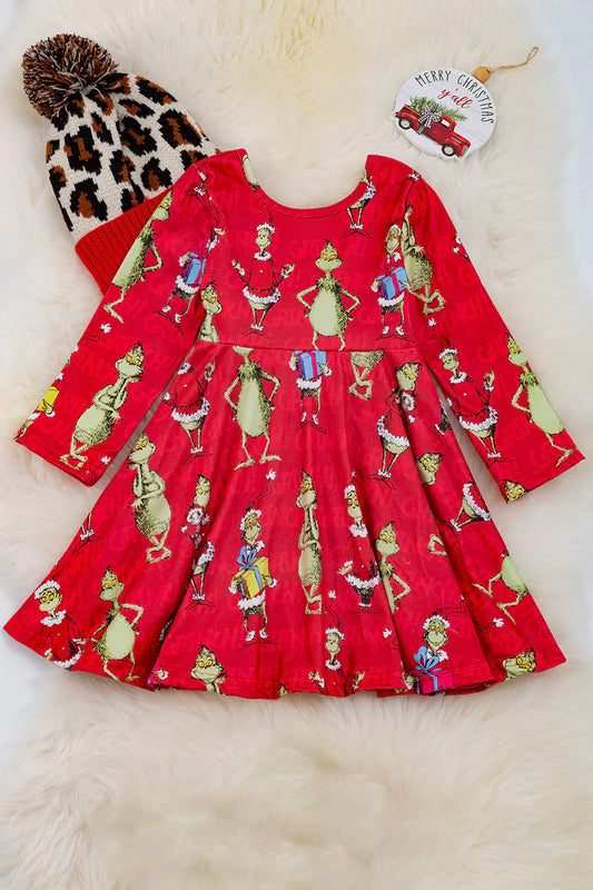 Girls Red Grinch Dress