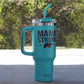 Kerusso 40 oz Steel Mug with Straw Mama Strong Bear