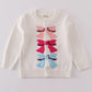 Girls White Bow Tie Cardigan Sweater