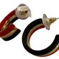 Black, Red and Goldtone Hoop Earring