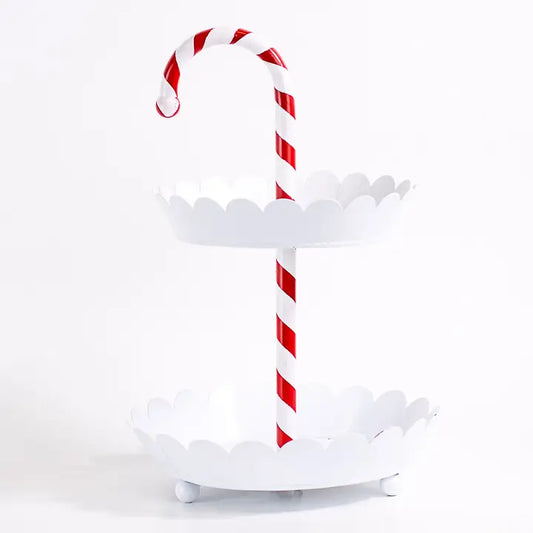 Candy Cane Tiered Server White/Red